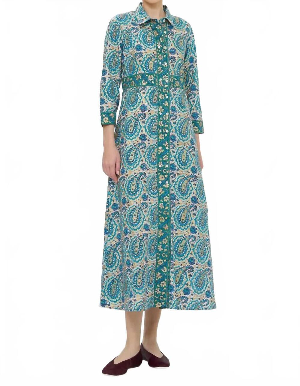 NEW OLIPHANT shirt maxi dress in izmir teal